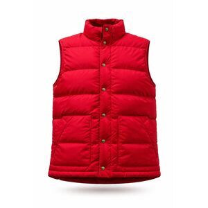 Lands End Down Puffer Vest Mens Medium Red Snap Front 80% Down Feather